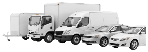 Illustrative Übersichtsgrafik: Transporter, PKW, Anhänger und LKW als Fahrzeugklassen-Symbolbild